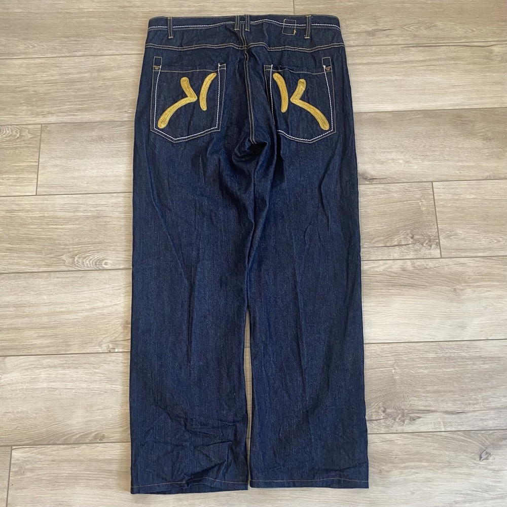 Vintage Karl Kani Gold Mens Jeans 36x31.5 Baggy Denim Embroidered Y2K Grunge VTG